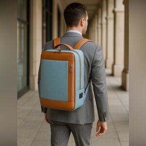 Men Blue Business Smart Backpack Waterproof Laptop Backpack Travel Durable bag